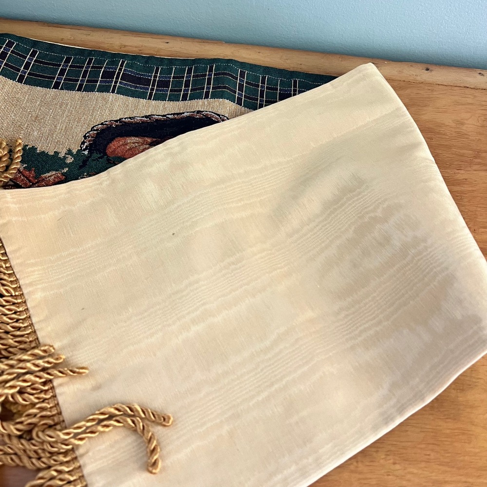 Harvest Cornucopia Woven Tapestry Table Runner Plaid Tassel Fringe 71x13 - Picture 6 of 6
